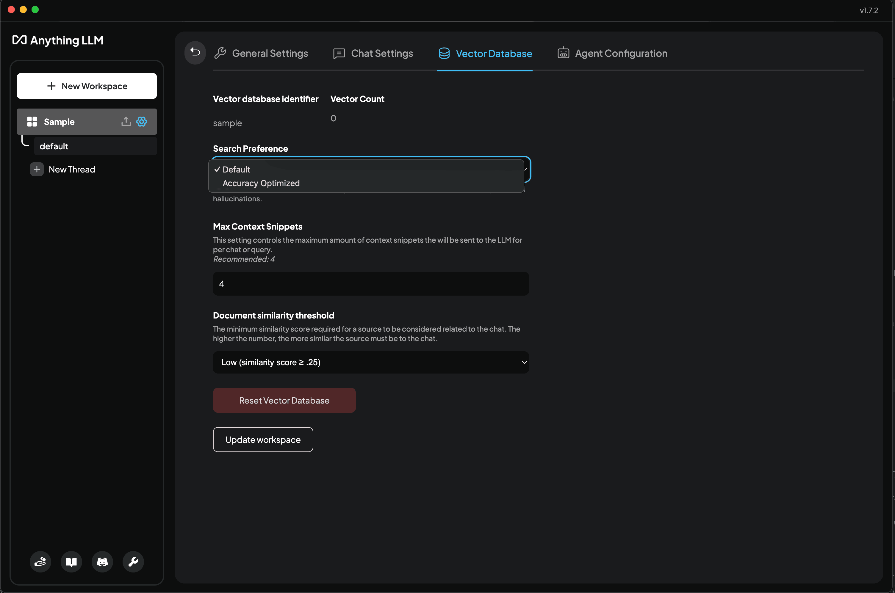 RealTimeX Workspace RAG Search Preference