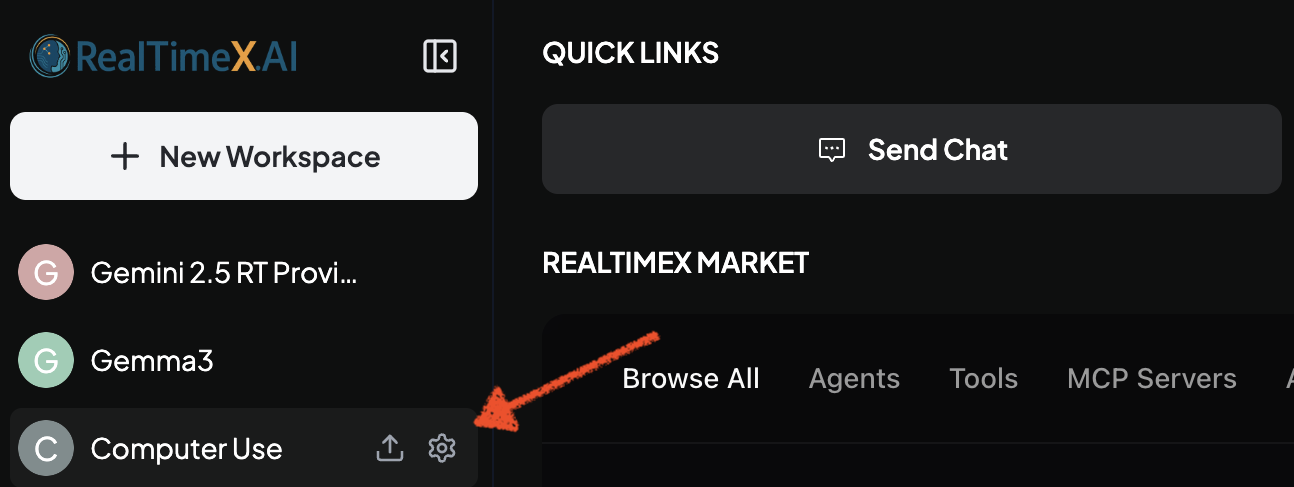 RealTimeX Workspace settings