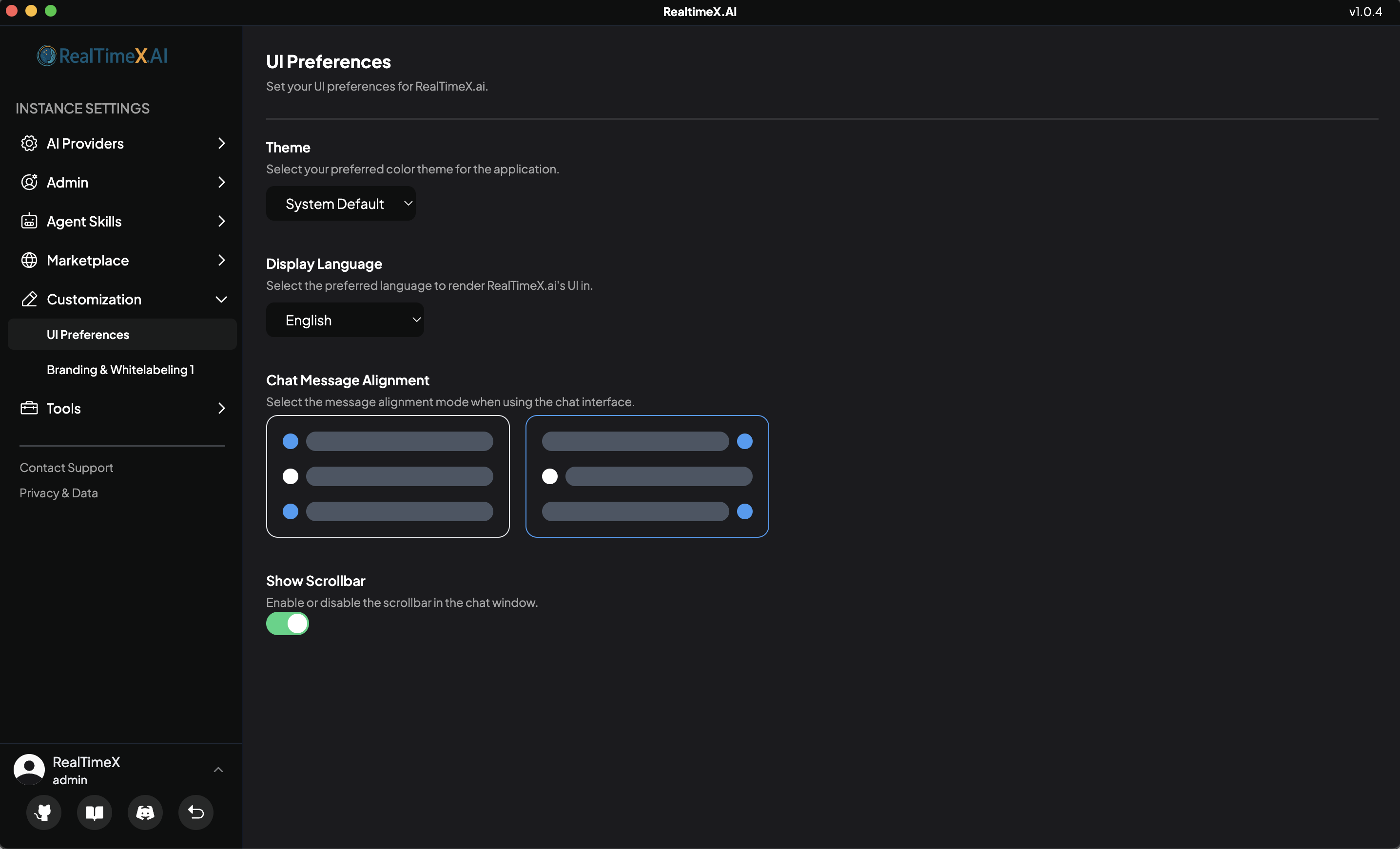 Appearance Settings Page