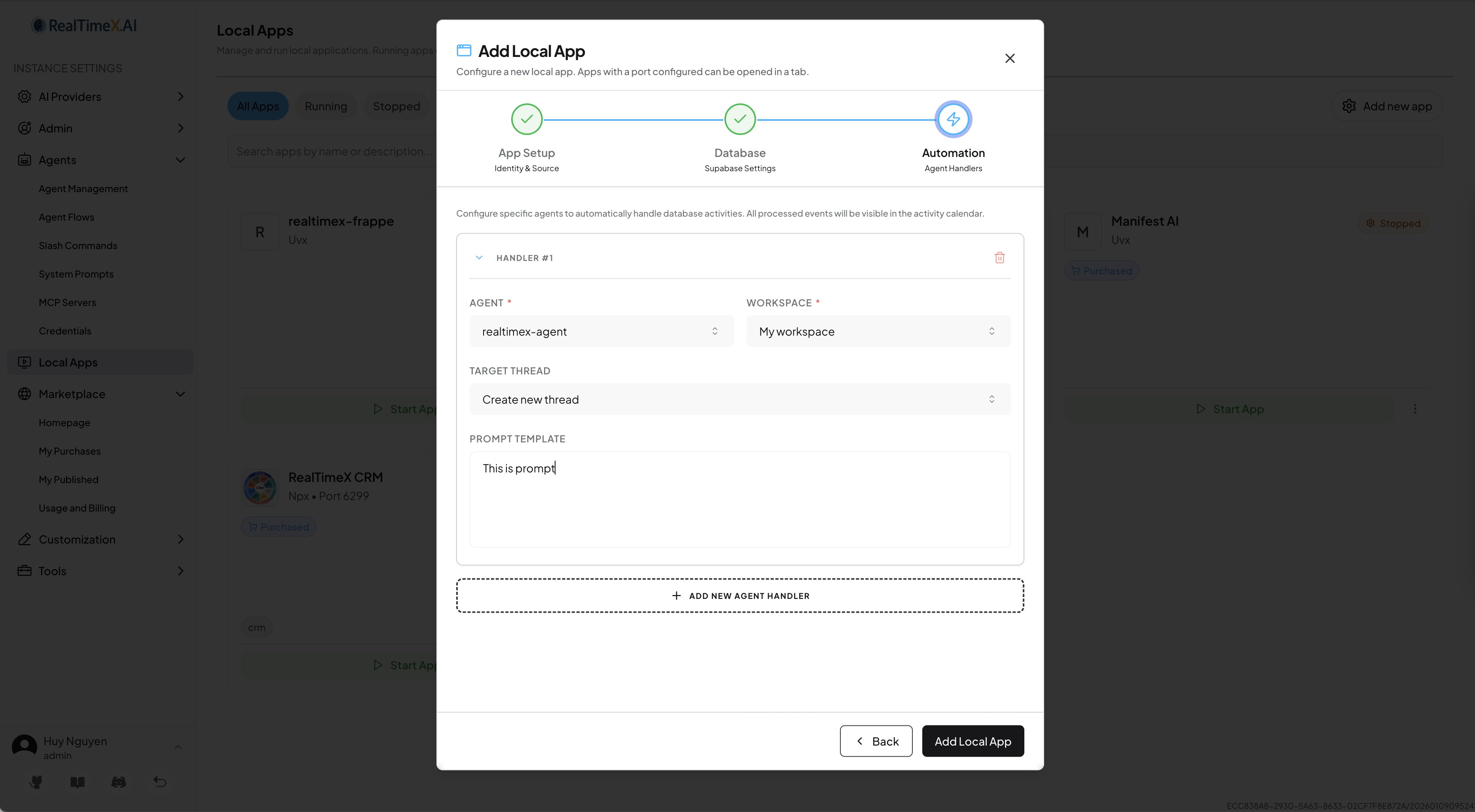 Automation step - Configure Agent Handlers