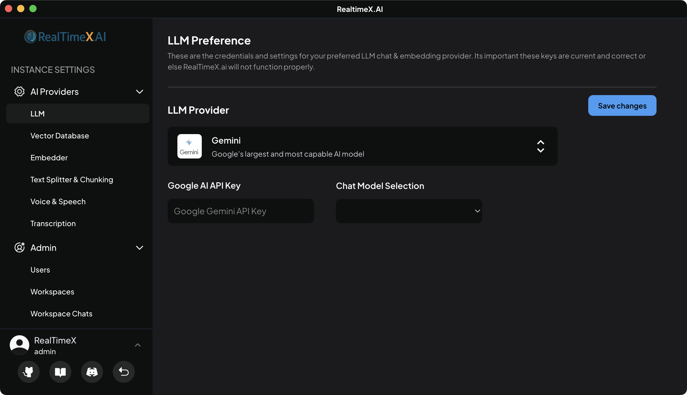 Google Gemini LLM settings