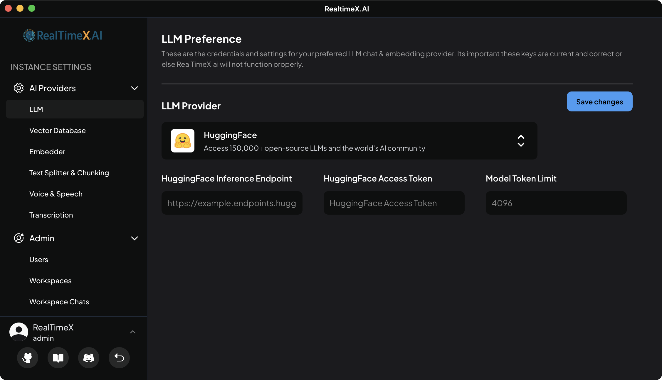 Hugging Face LLM settings