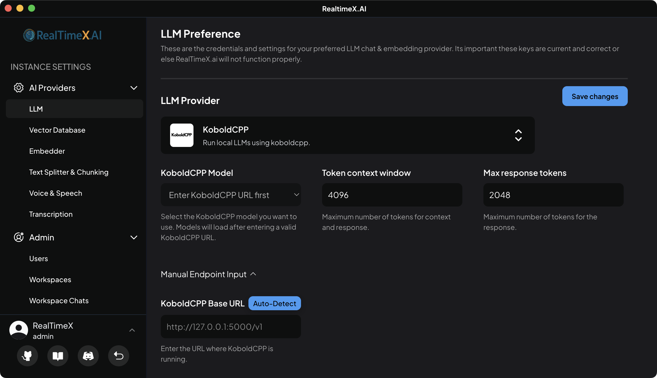 KobaldCPP LLM settings