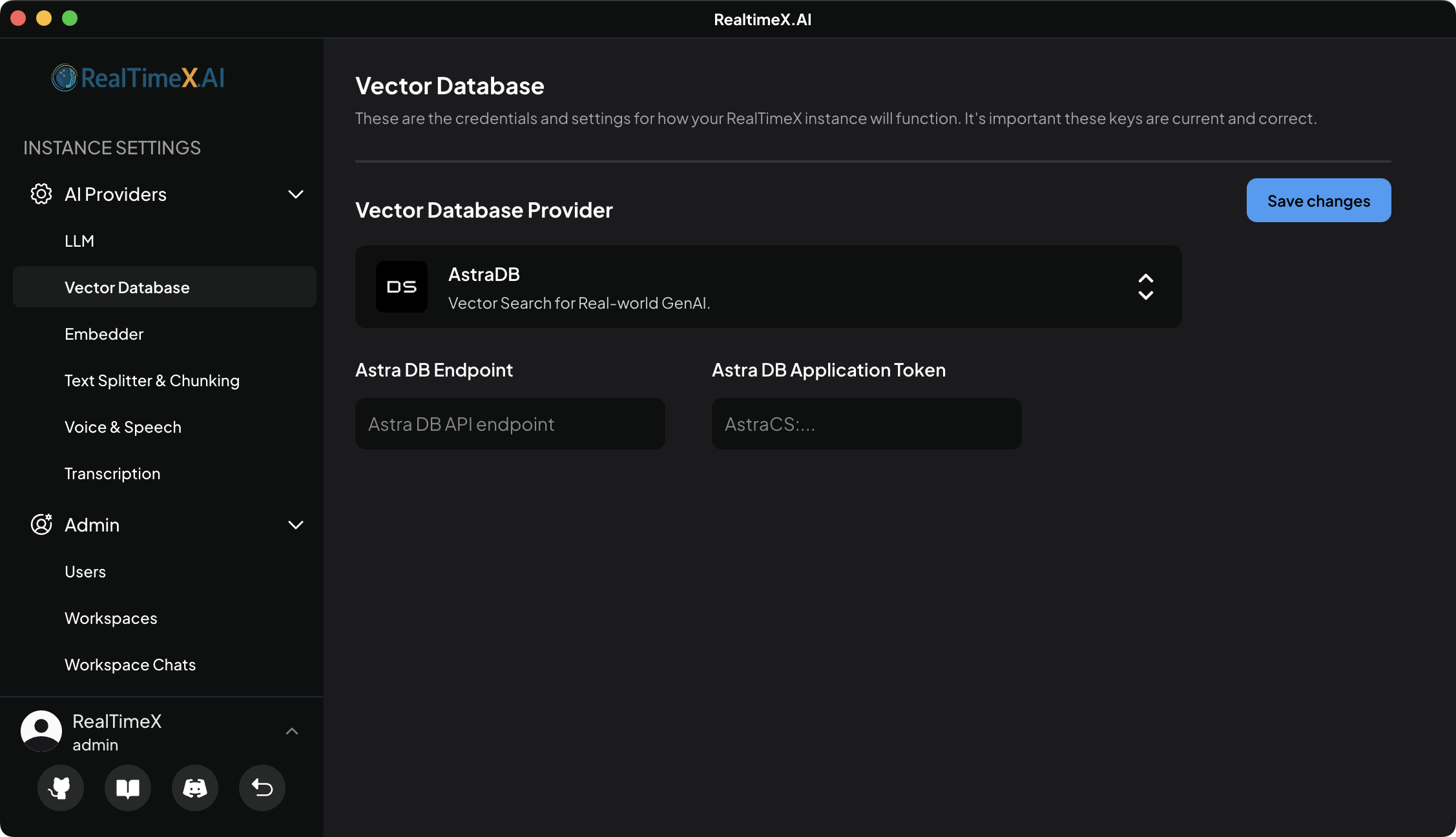 AstraDB Vector Database Settings